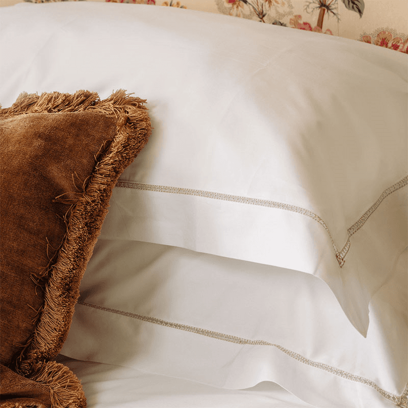 Georgiana Ladderstitch Pillowcase, Nougat