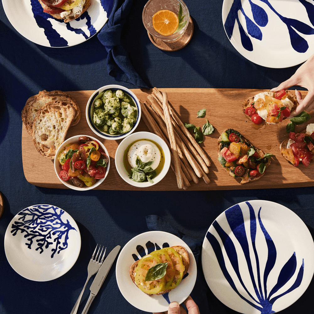 Pacific Set of 4 Tapas Plates, Blue