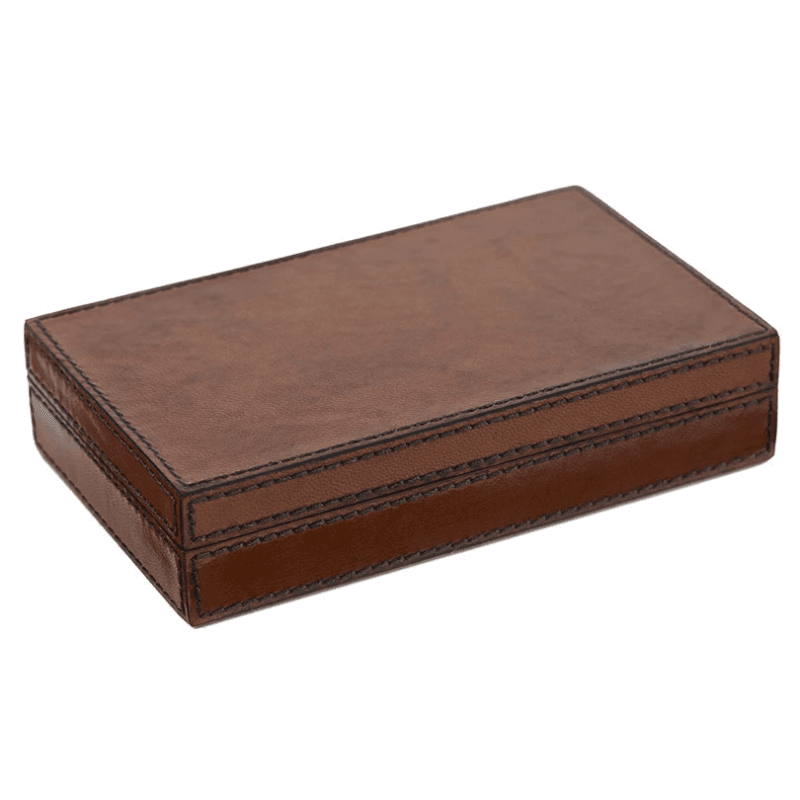 Leather Card and Dice Set, Conker Brown