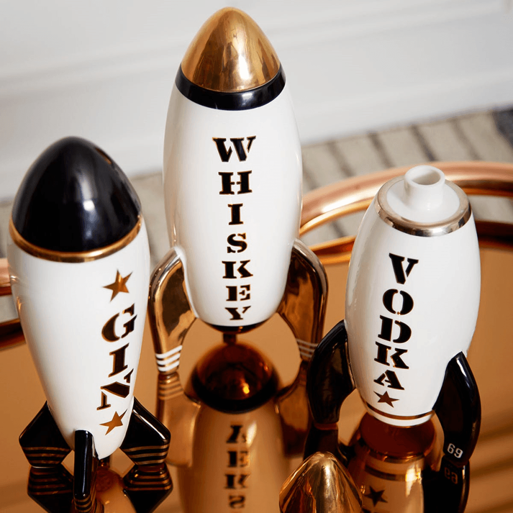 Rocket - Whiskey Decanter, White/Black/Gold