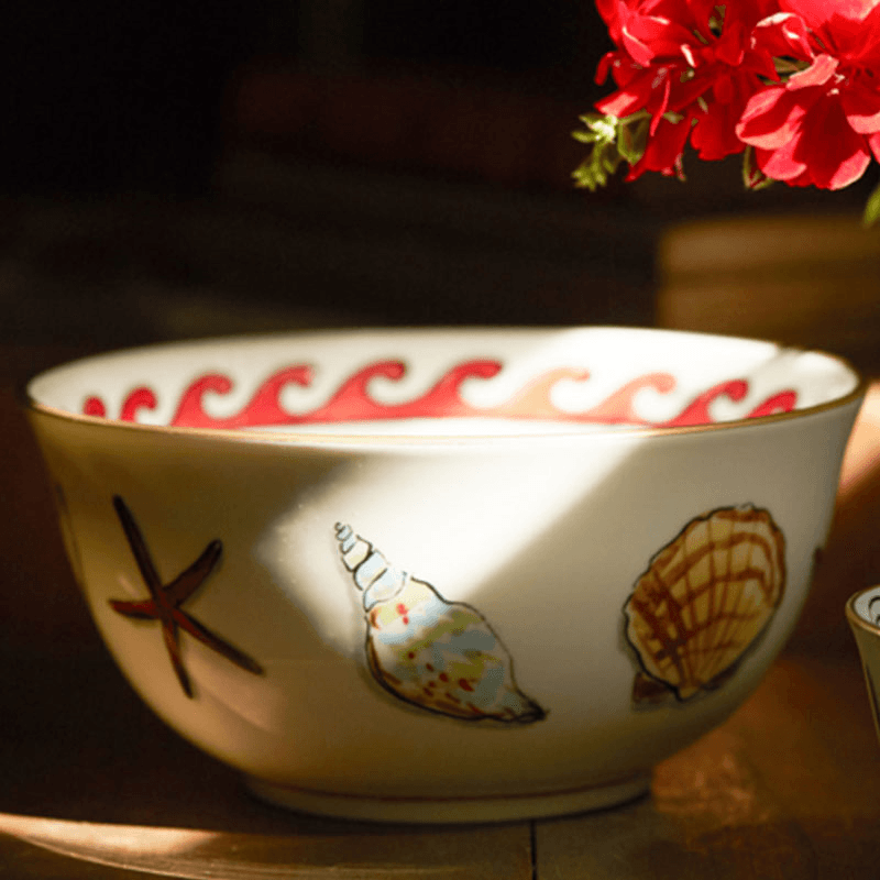 Il Viaggio Di Nettuno Hand-Decorated Porcelain Bowl, White