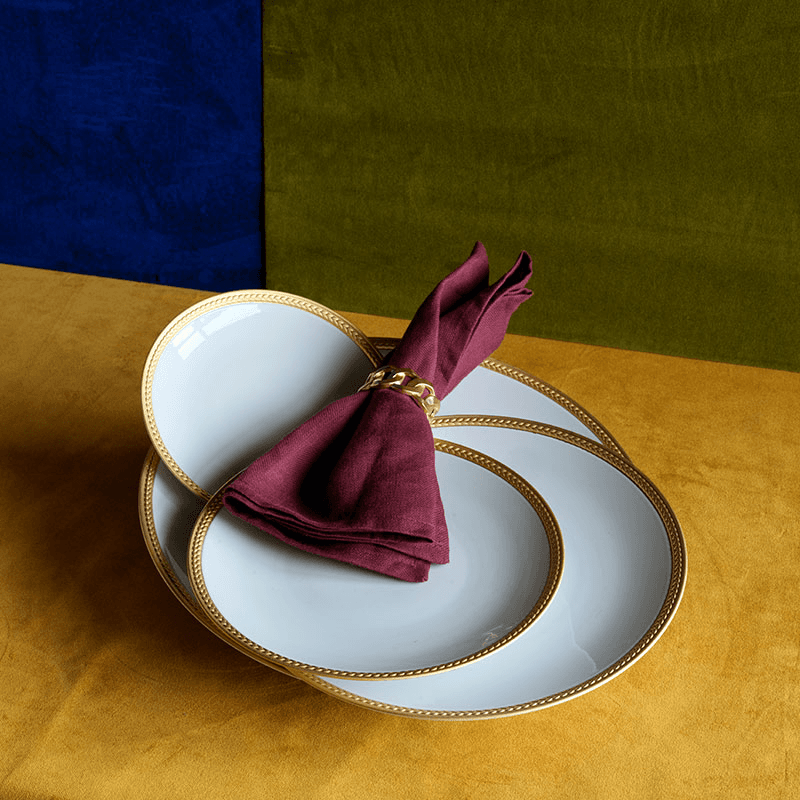 Cuban Link Set of 4 Napkin Rings, Gold
