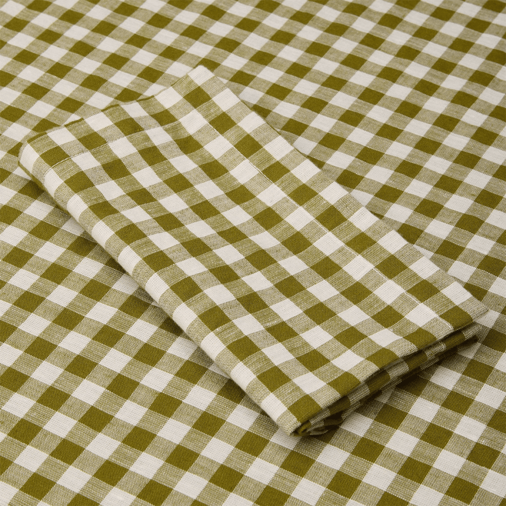 Gingham Set of 4 Linen Blend Napkins, Botanical Green