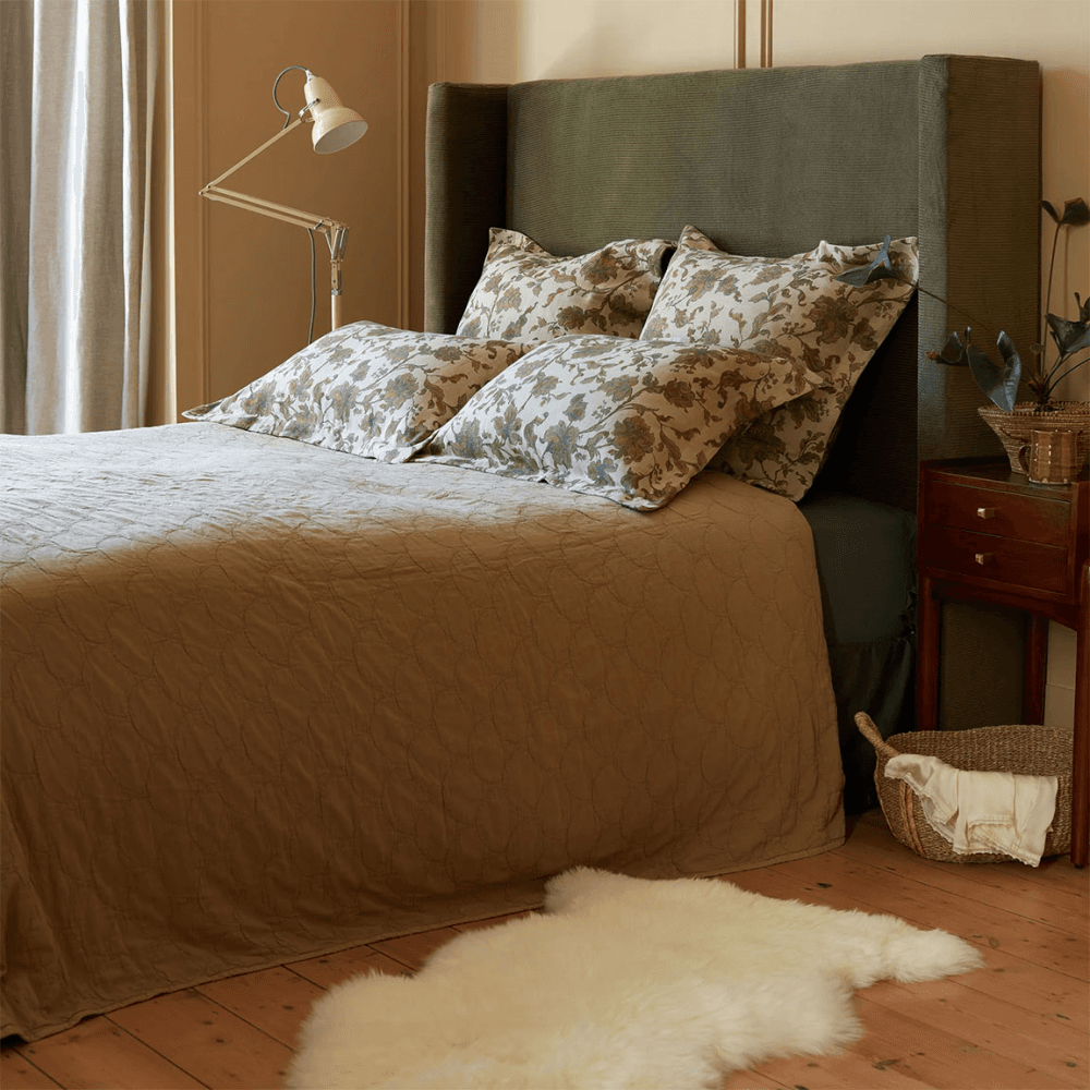 Milo Cotton Quilted Throw, Mustard