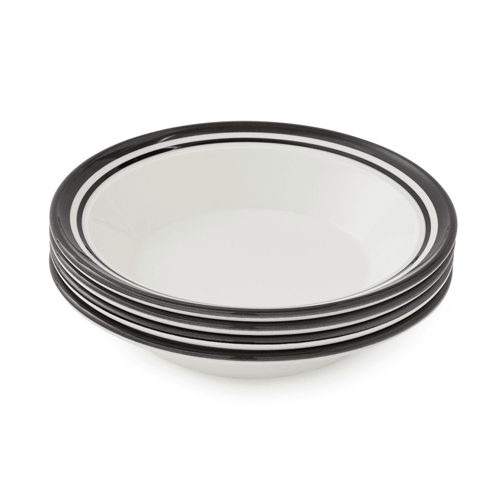 Potters Stripe Set of 4 Soup Plate, Black