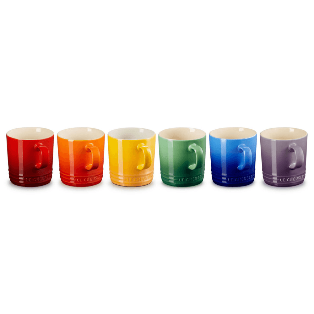 Stoneware Set of 6 mugs, Rainbow