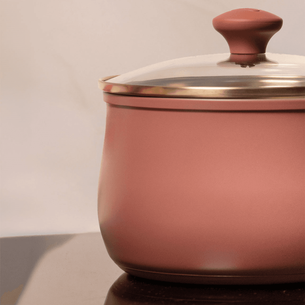 Stainless Steel Set of 3 Non-Stick Saucepans, Earth Rose