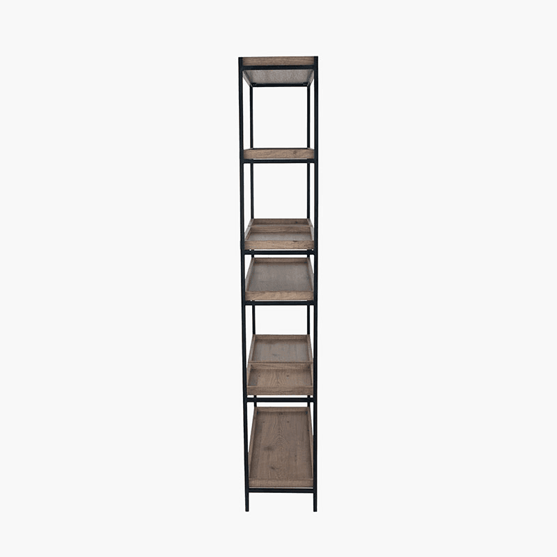 Gallery 5 Shelf Unit, Natural Wood Veneer and Black