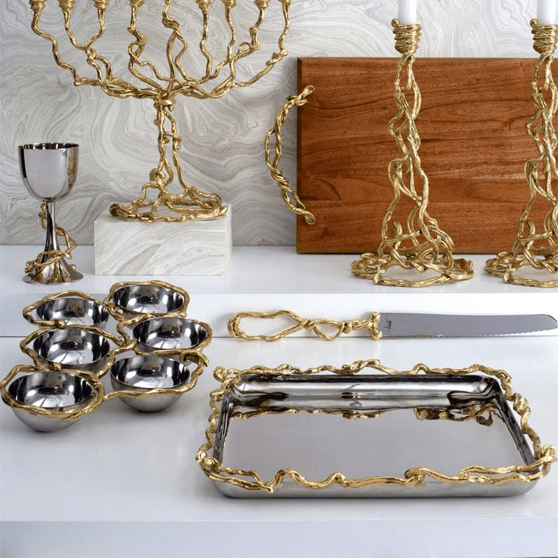 Wisteria Gold Matzah Plate, Gold