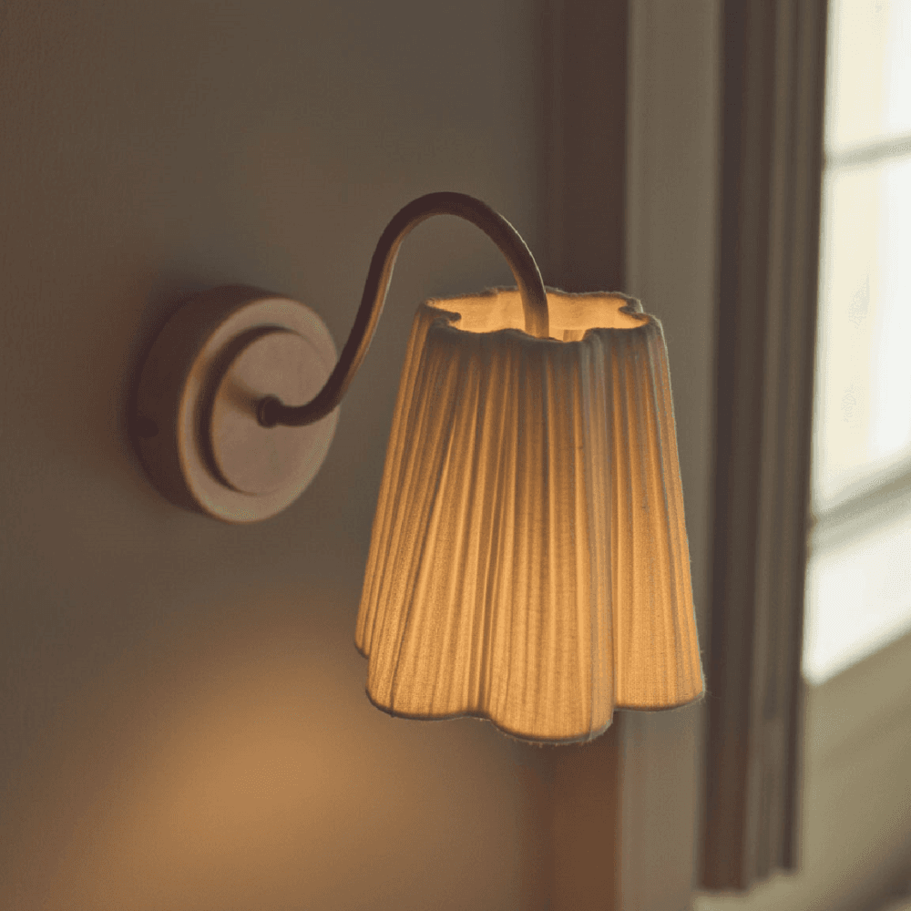 Cecile Gathered Linen Wall Light, Natural