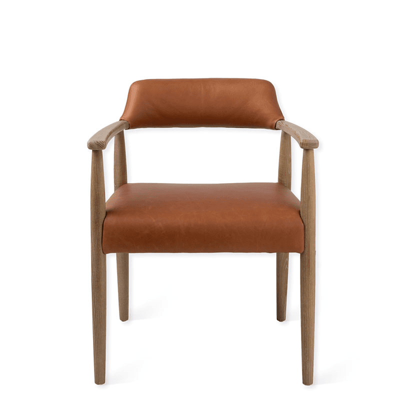 Rowden Leather Dining Chair, Ash Wood
