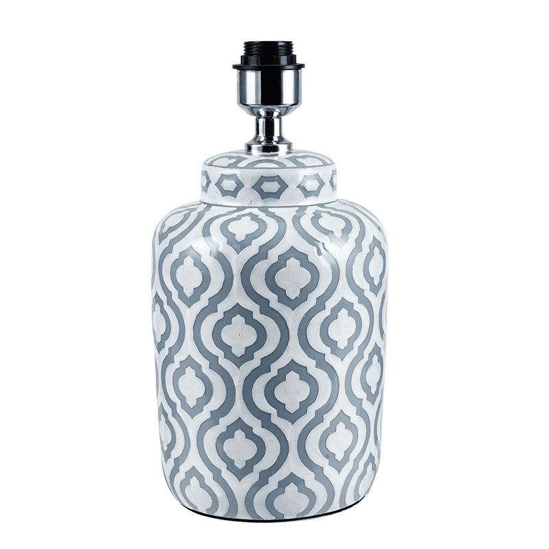 Ceiia Table Lamp with Linen Drum Shade, Grey & White