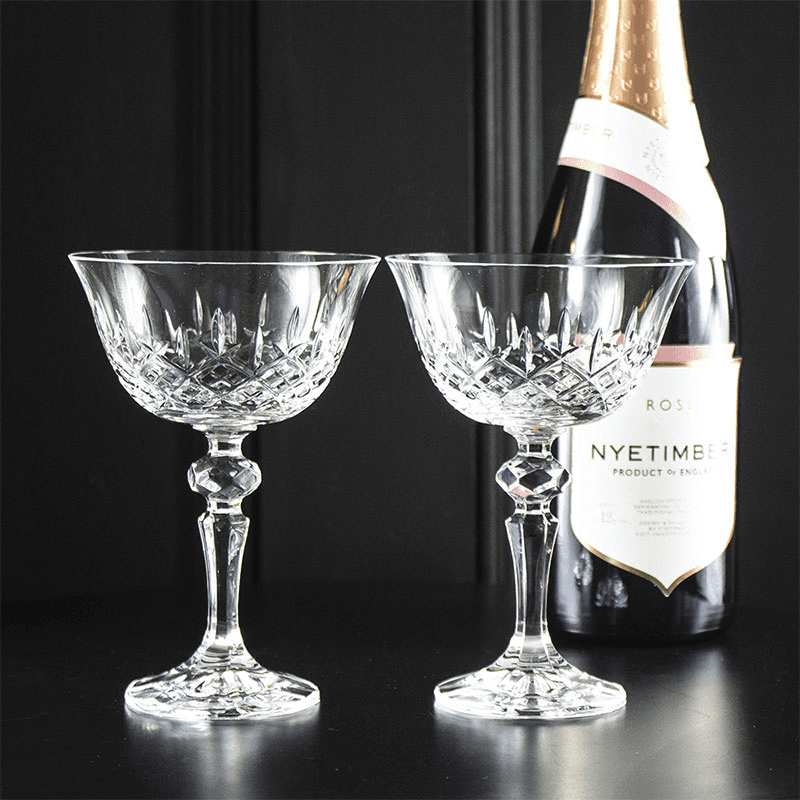 London Set of 2 Champagne Coupes, Clear