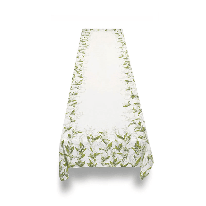 Lilly of the Valley Muguet' Linen Tablecloth, White