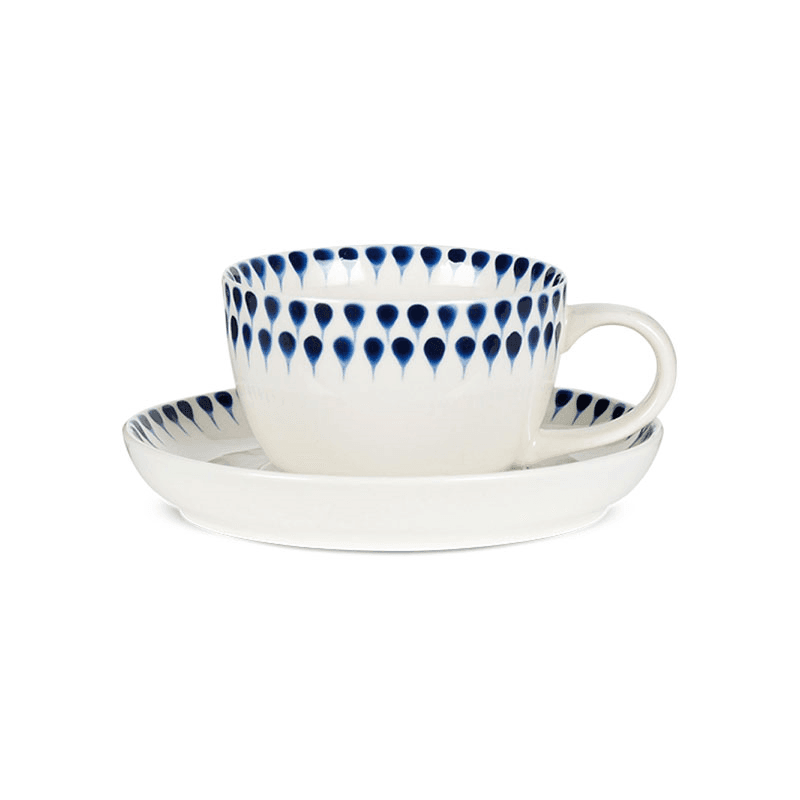 Indigo Cup & Saucer, Cream & Blue