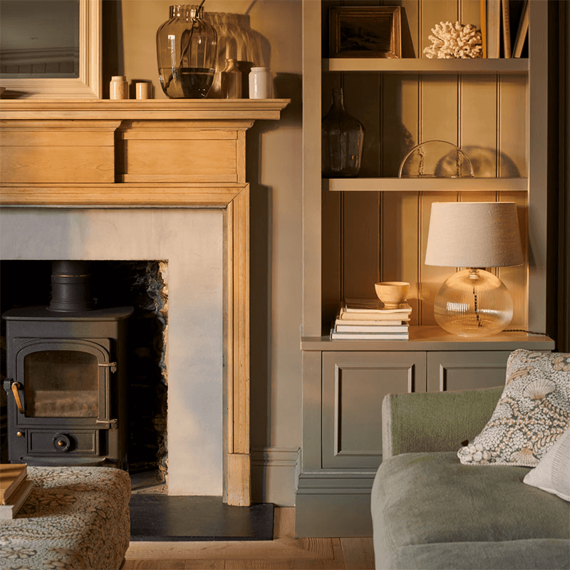 Malton Glass Table Lamp with Linen Shade