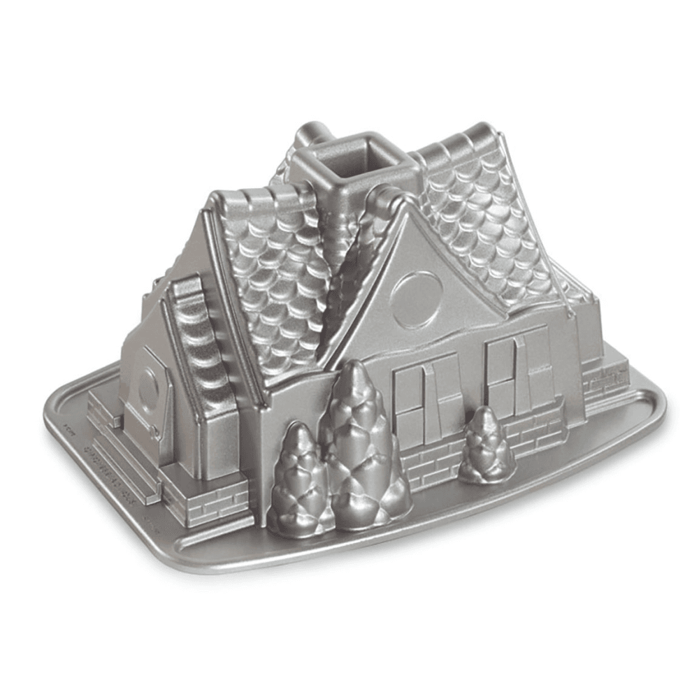 Holiday Cast Gingerbread House Bundt Pan, Silver