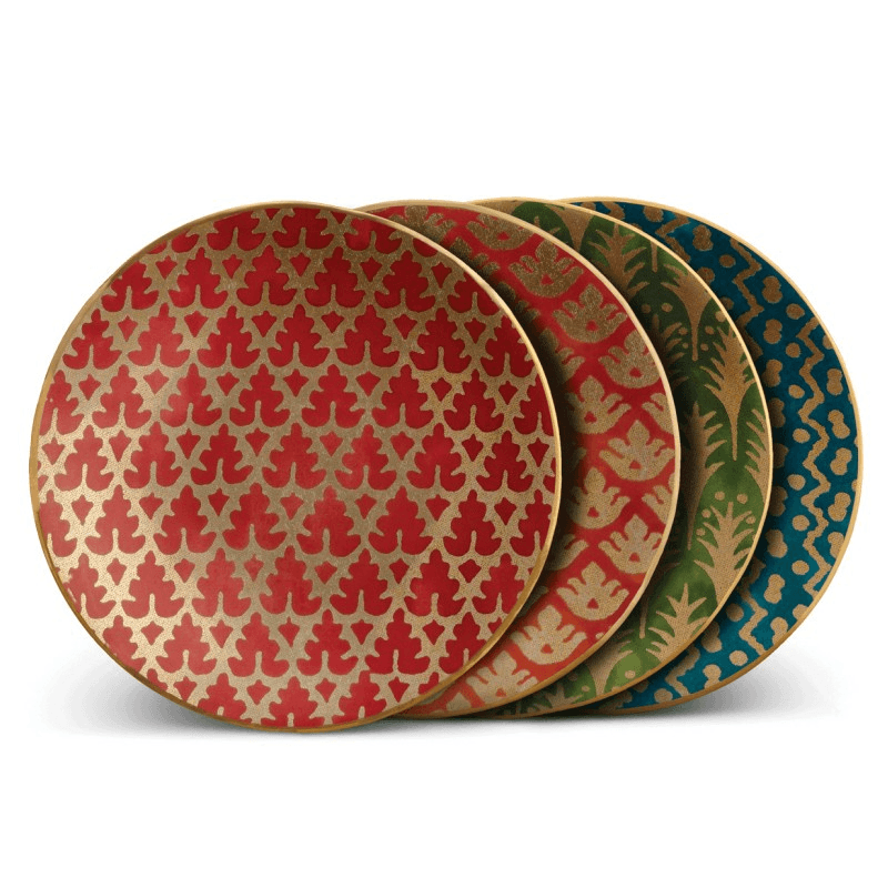 Fortuny Set of 4 canape plates, Assorted Colours