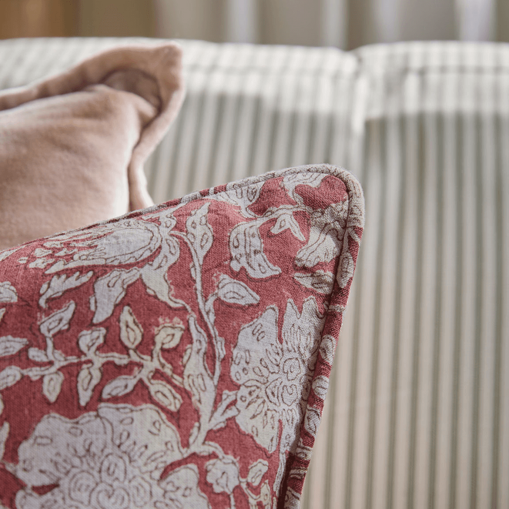 Rani Hand Block Printed Cushion Cover, Red