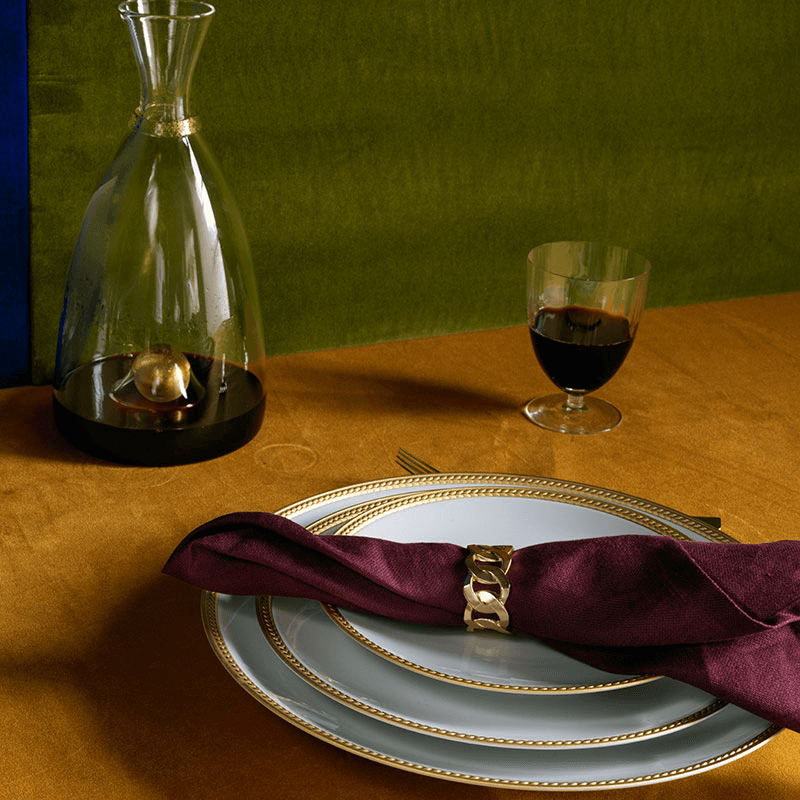Cuban Link Set of 4 Napkin Rings, Gold