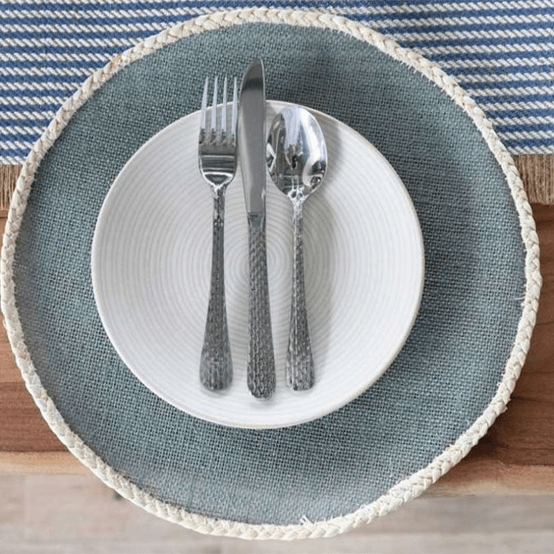Jute Set of 4 Round Placemats, Grey