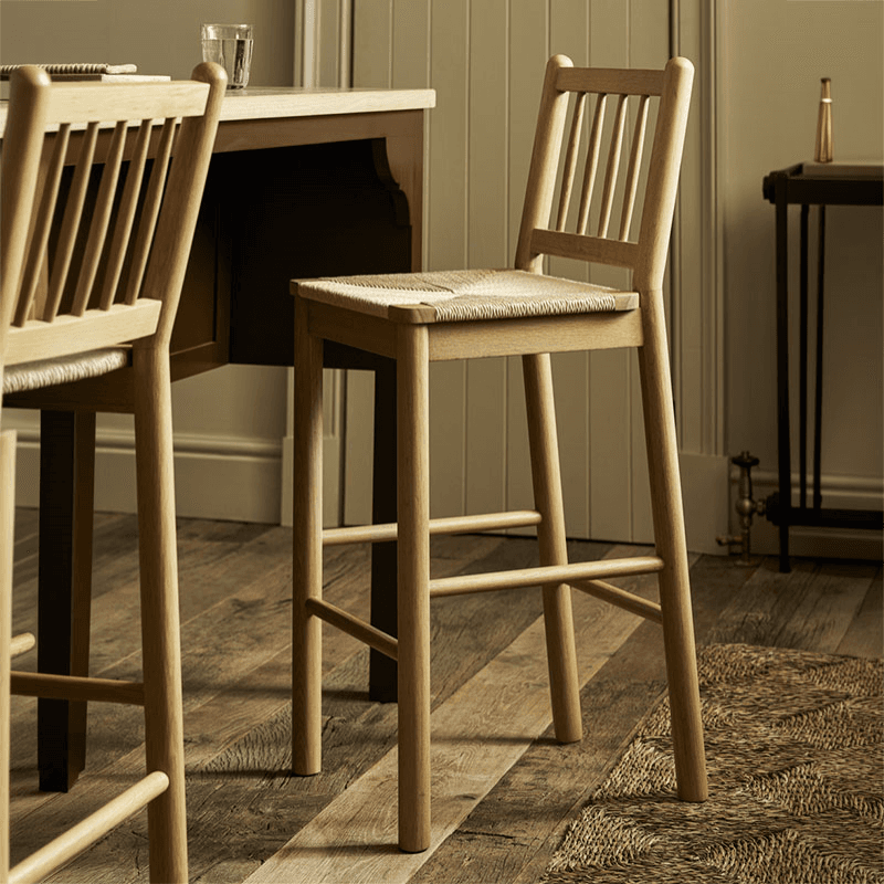 Longworth Spindle Back Bar Stool, Oak Wood