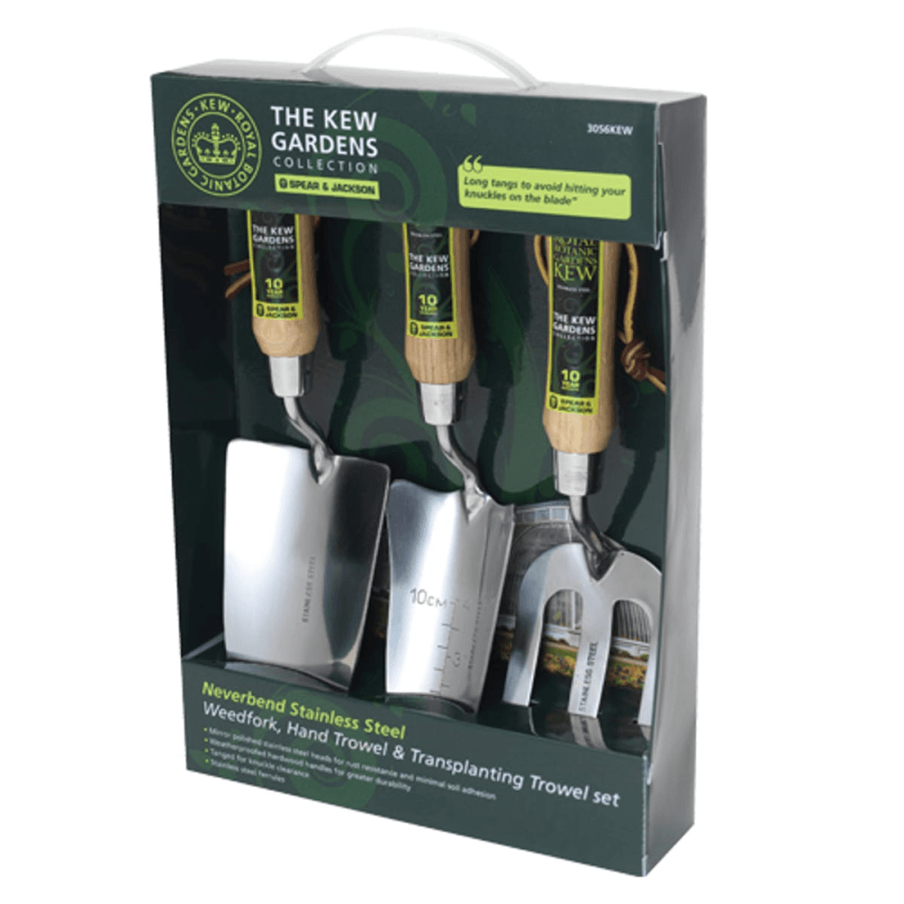 3 Piece Garden Tools Set, Natural/Silver