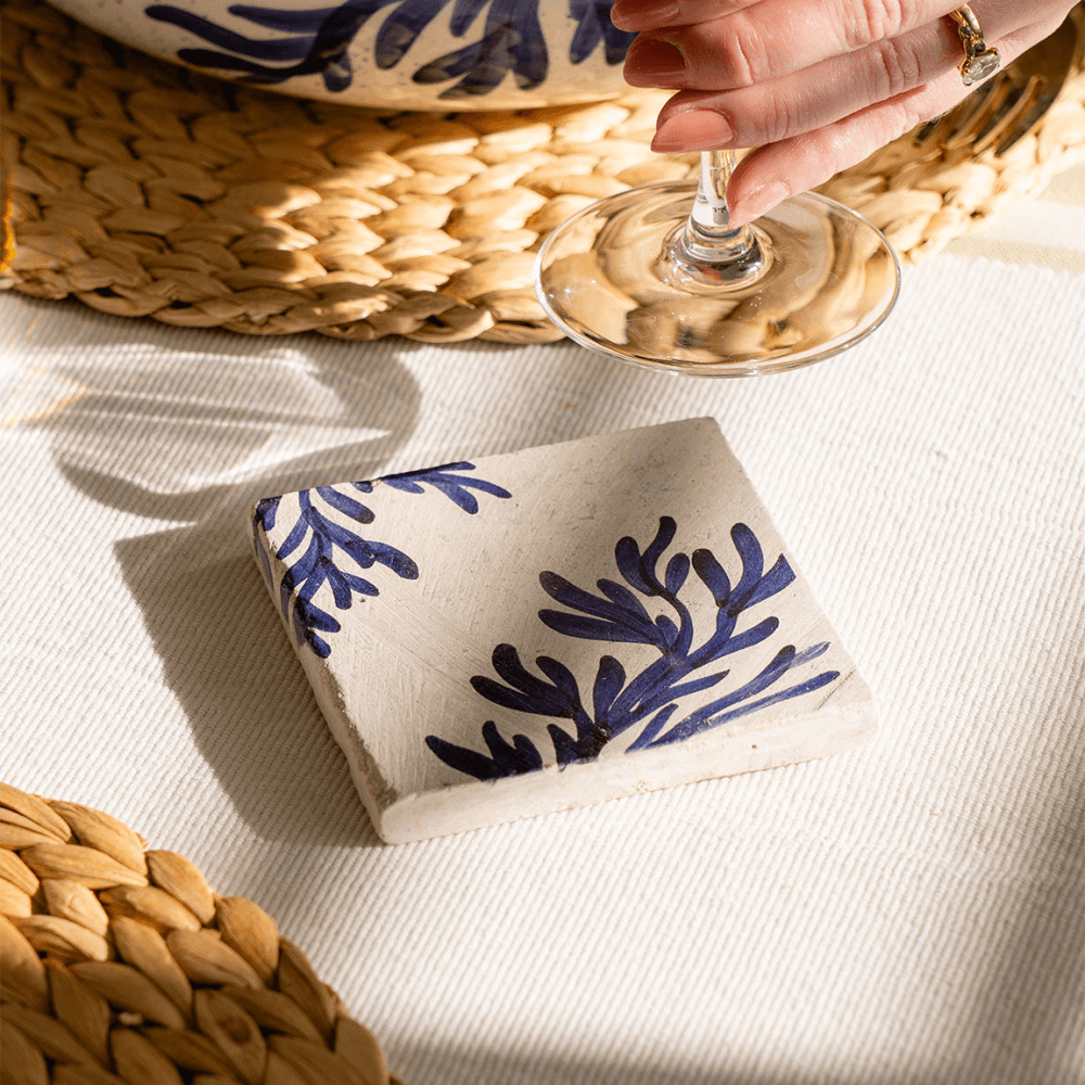 Coral Set of 4 Coasters, Blue