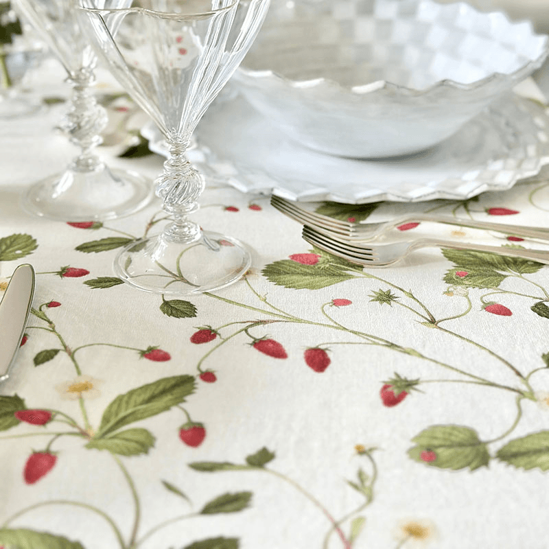 Fraise De Bois Linen Tablecloth, Red
