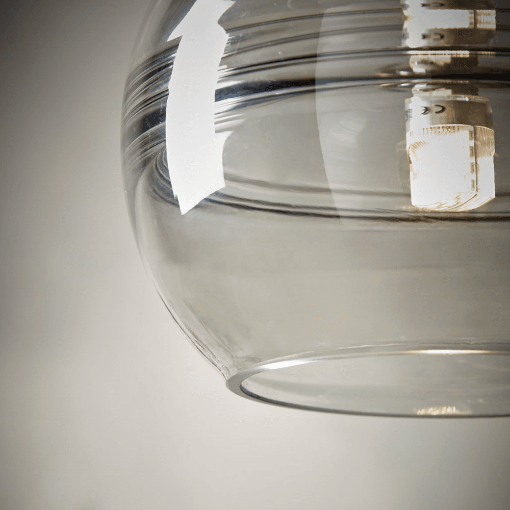 Smoked Ribbed Glass Pendant, Grey