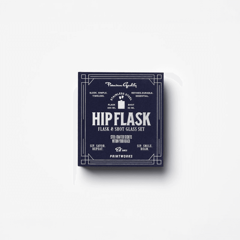 The Essentials Hip Flask Set, Dark Blue