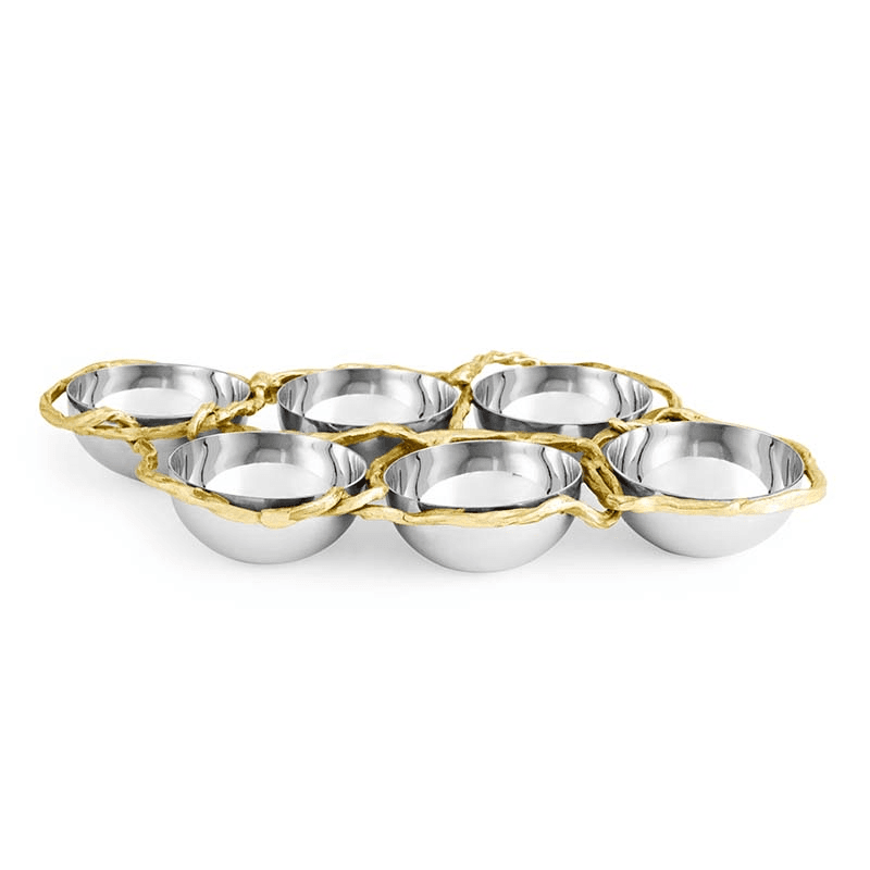 Wisteria Gold 6 Compartment Serving Plate, Gold