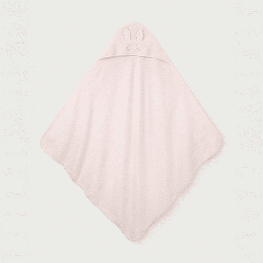 Organic Cotton Bunny Hooded Towel, Pink