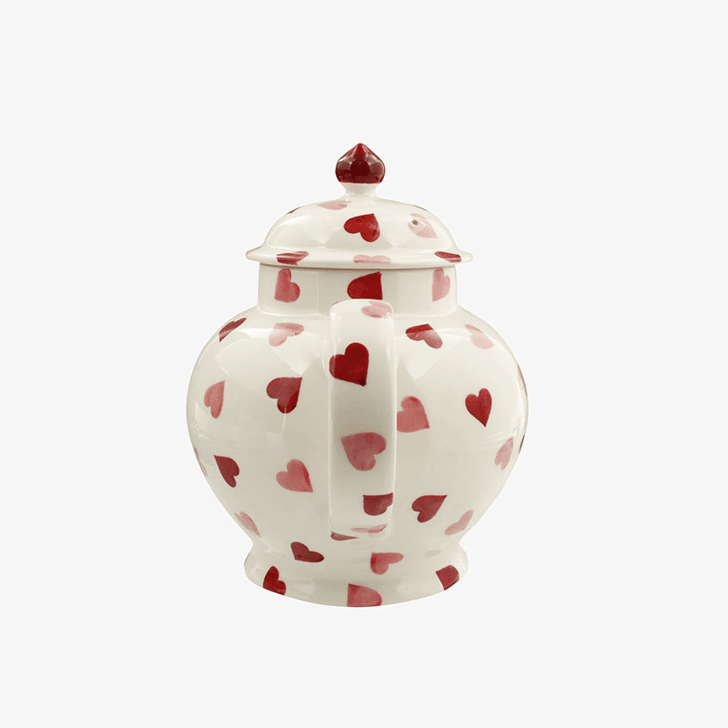 Pink Hearts Teapot, Cream