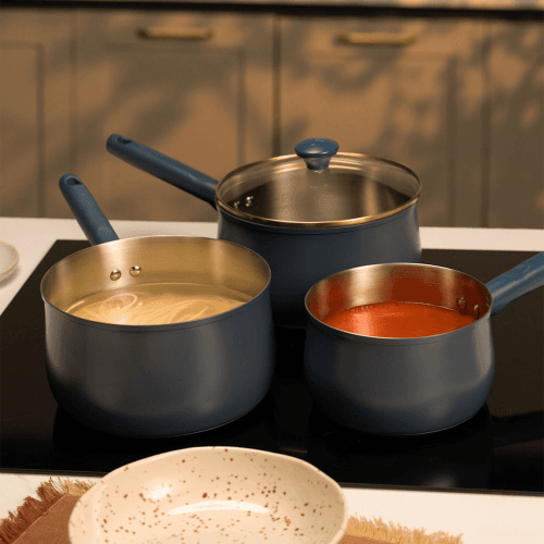 Image showing the Stainless Steel 3pc Non-Stick Saucepan Set product.
