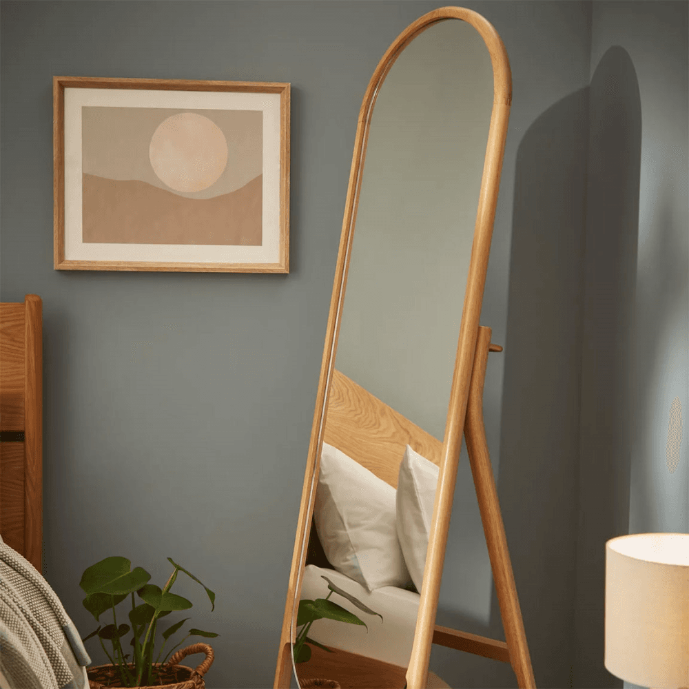 Rattan Freestanding Mirror, Oak
