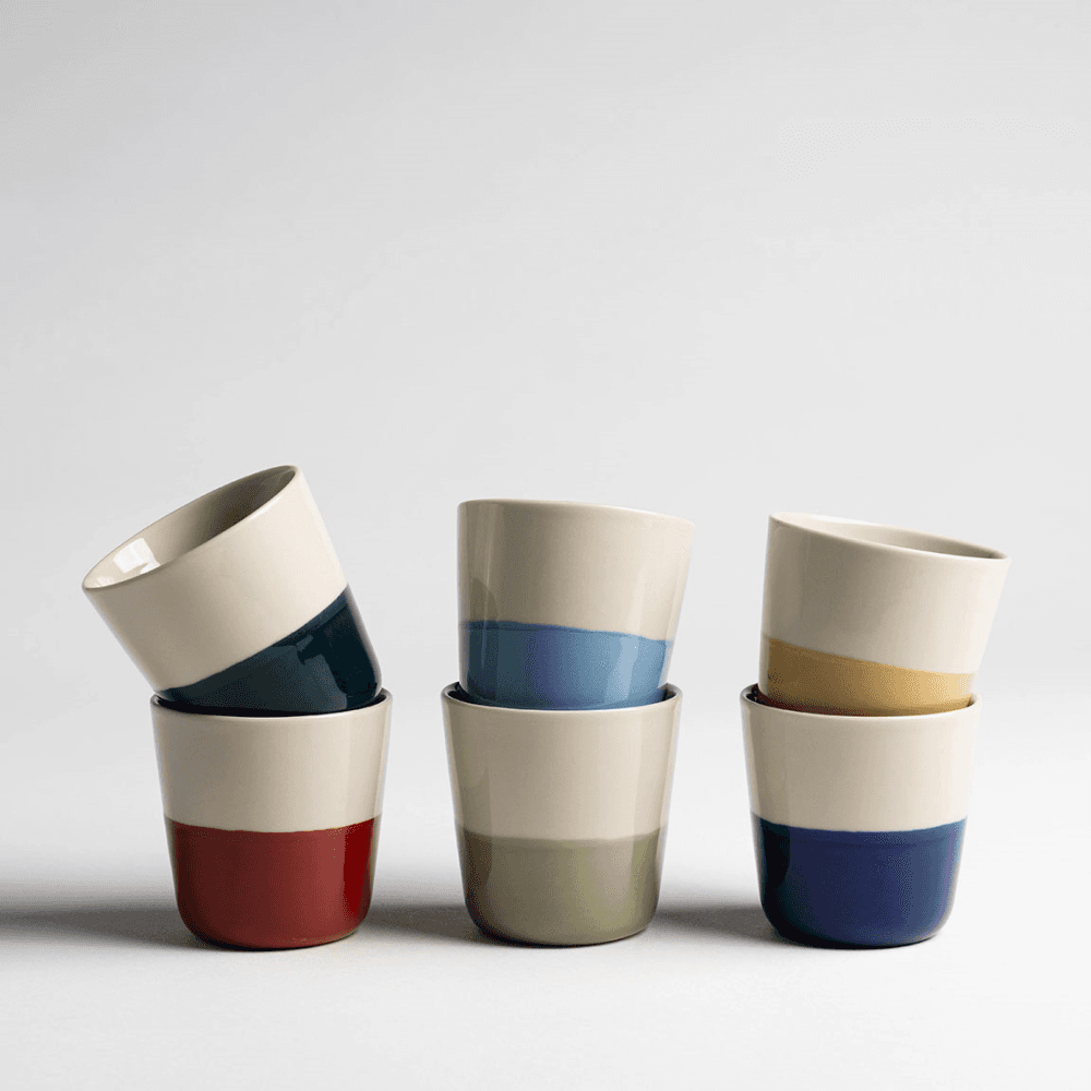 Rue Set of 6 Beakers, Mixed Colours