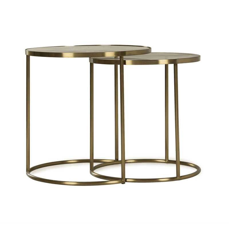 Ringo Pair of side tables, Brass And Faux Shagreen