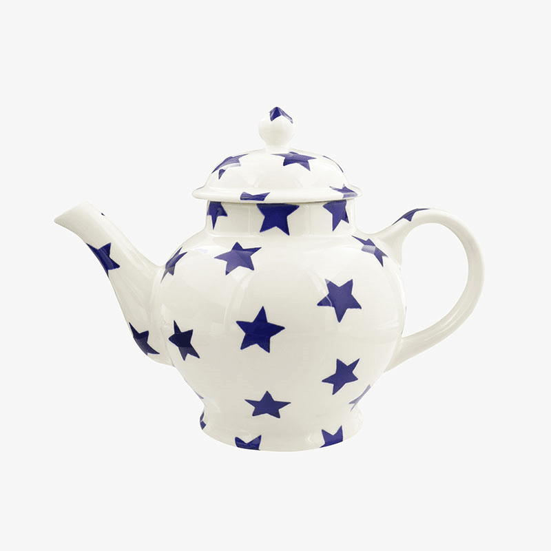 Blue Star Teapot, Cream
