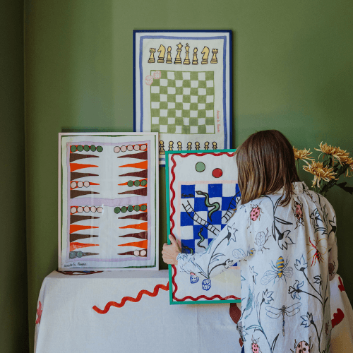 Image showing the Tea Towel, Verde Chess product.