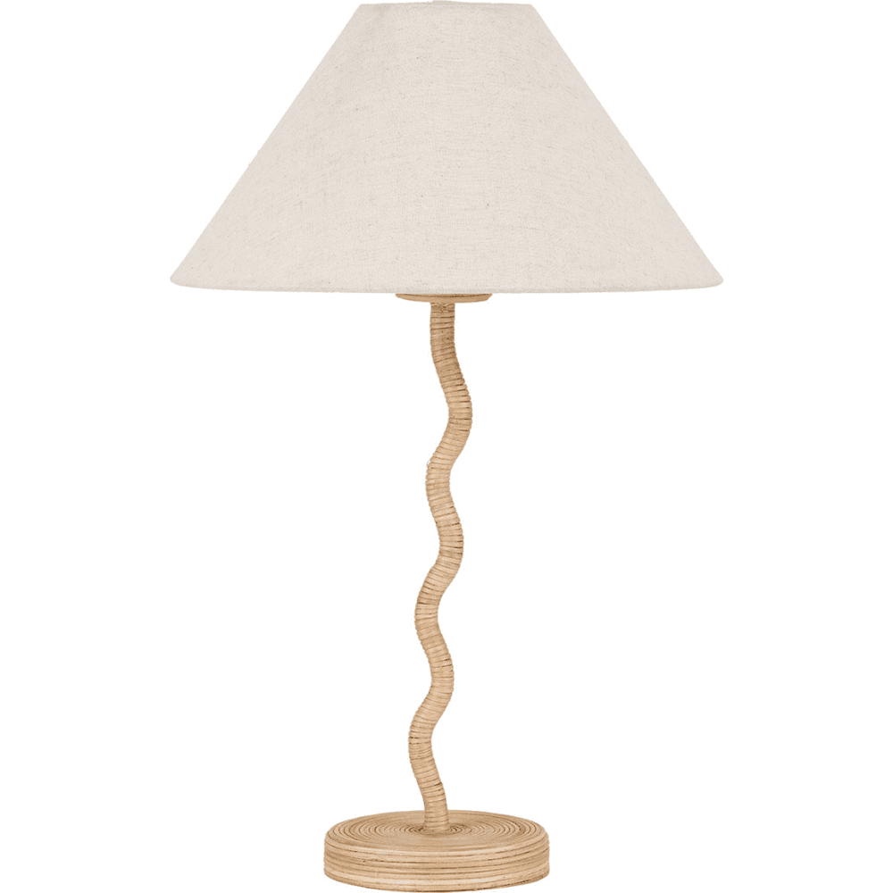 Palau Rattan Wave Table Lamp Base with Harley Slubby Hopsack Lampshade