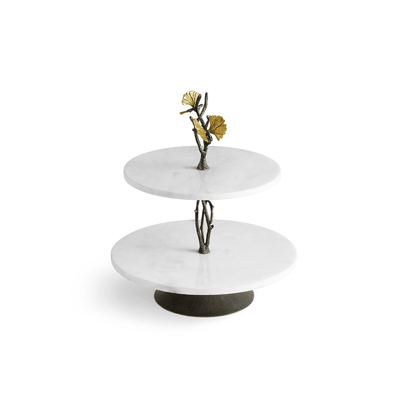 Butterfly Gingko Etagere, White Marble