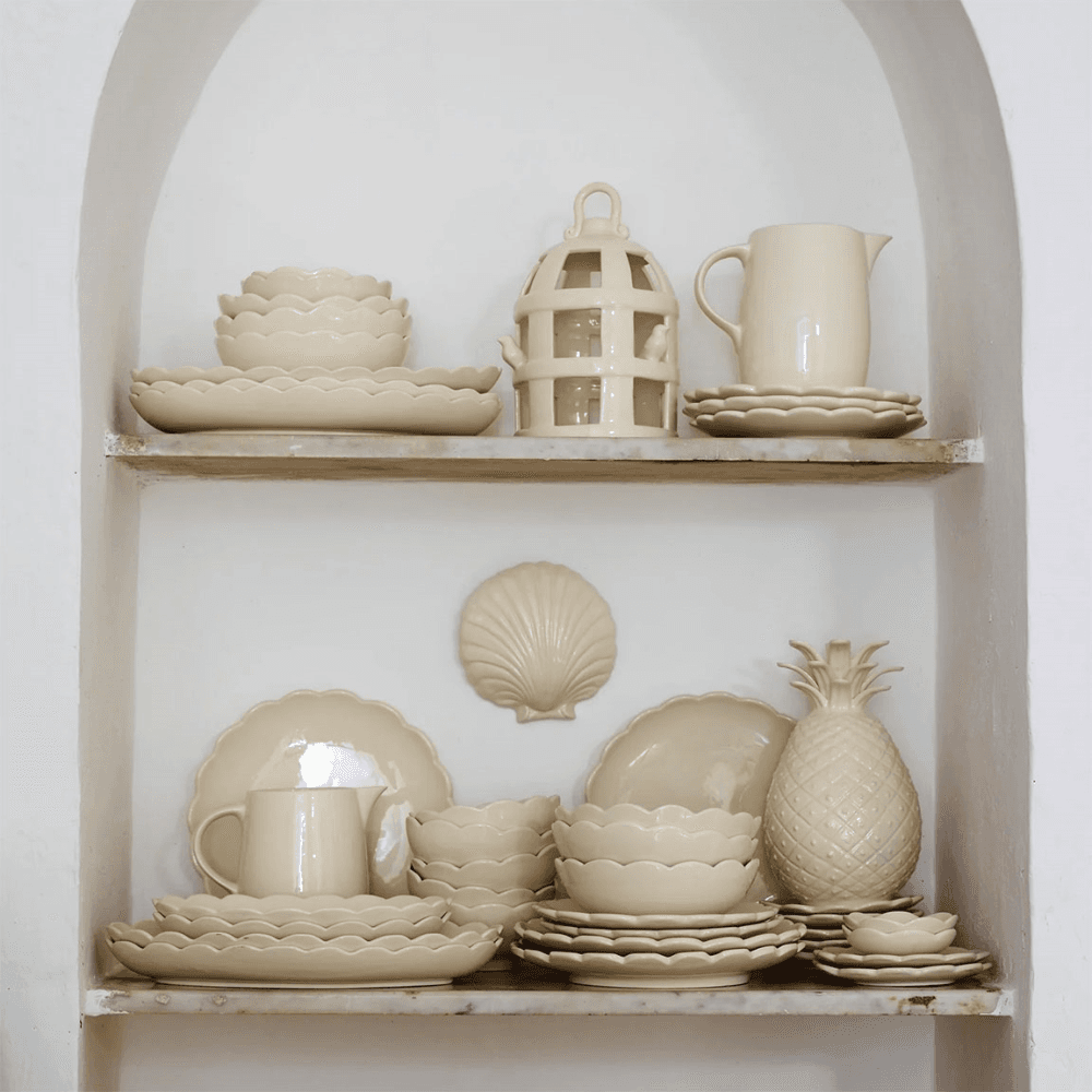Scalloped Peanut Bowl, Cream