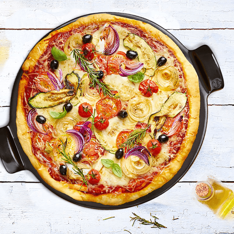 Ceramic Smooth Pizza Stone, Black