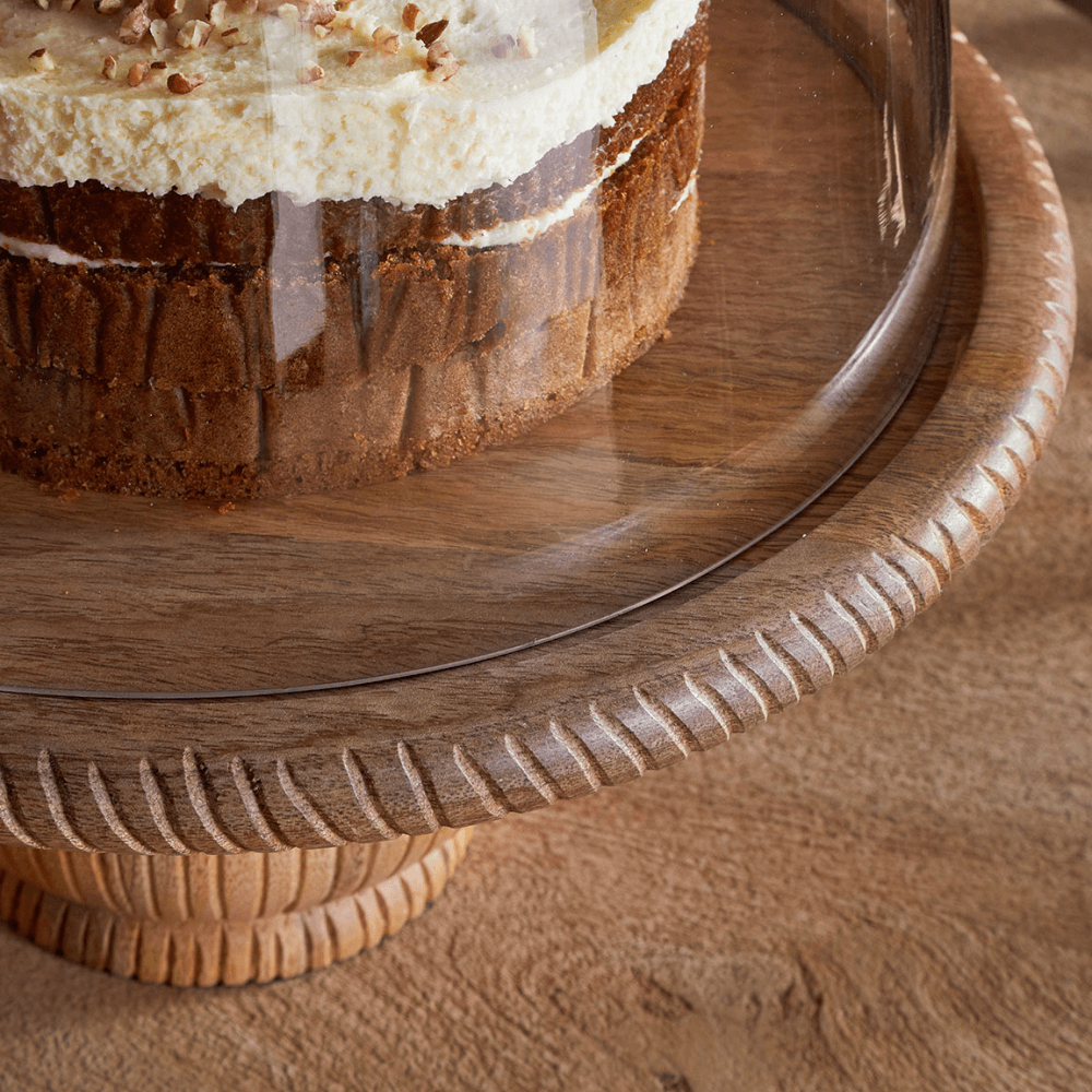 Vivan Glass Cake Stand & Dome, Natural
