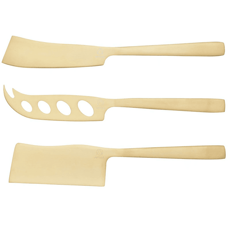 Set of 3 Cheese Knife Set, Brass