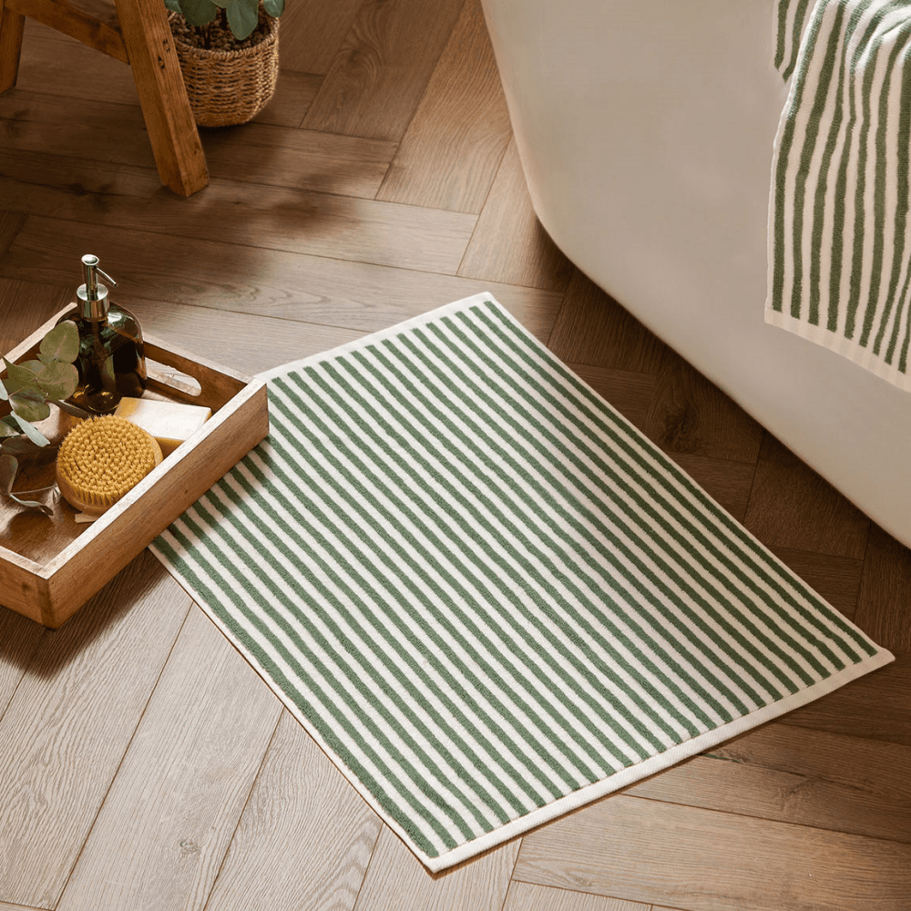 Hebden Striped Cotton Bath Mat