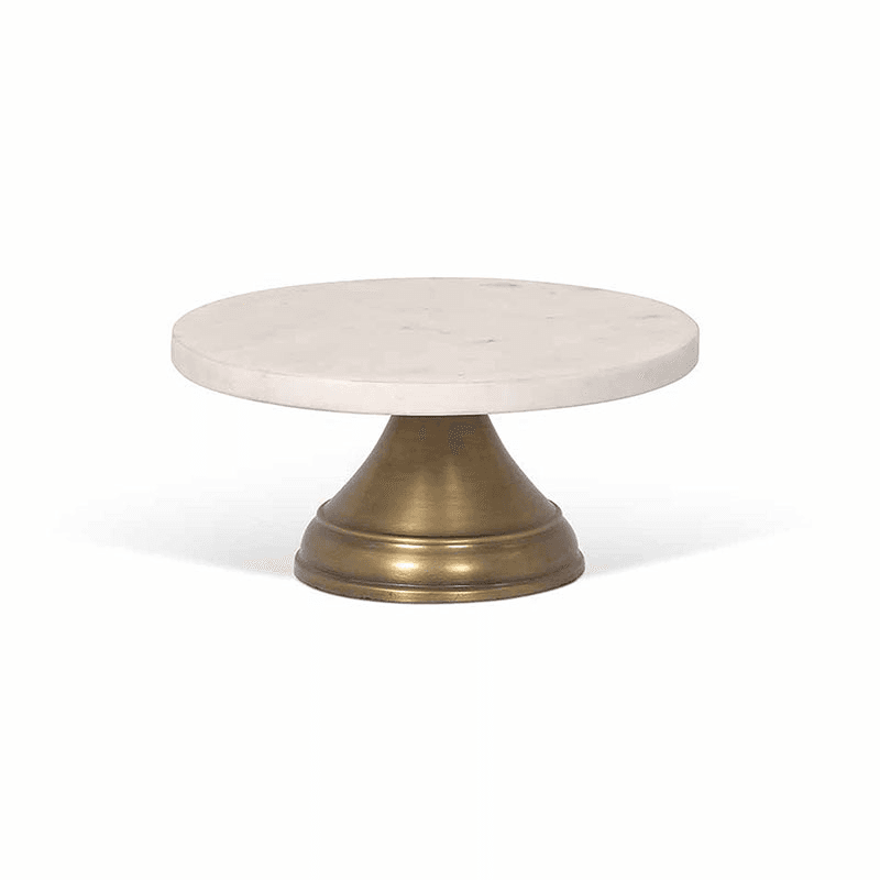 Brompton Marble Cake Stand, Antique Brass Finish