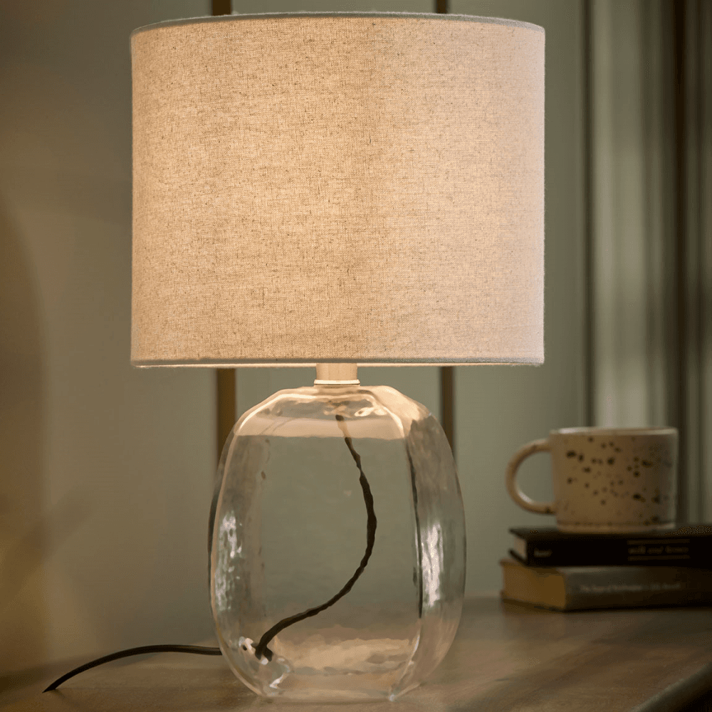 Glass Squoval Table Lamp, Neutral