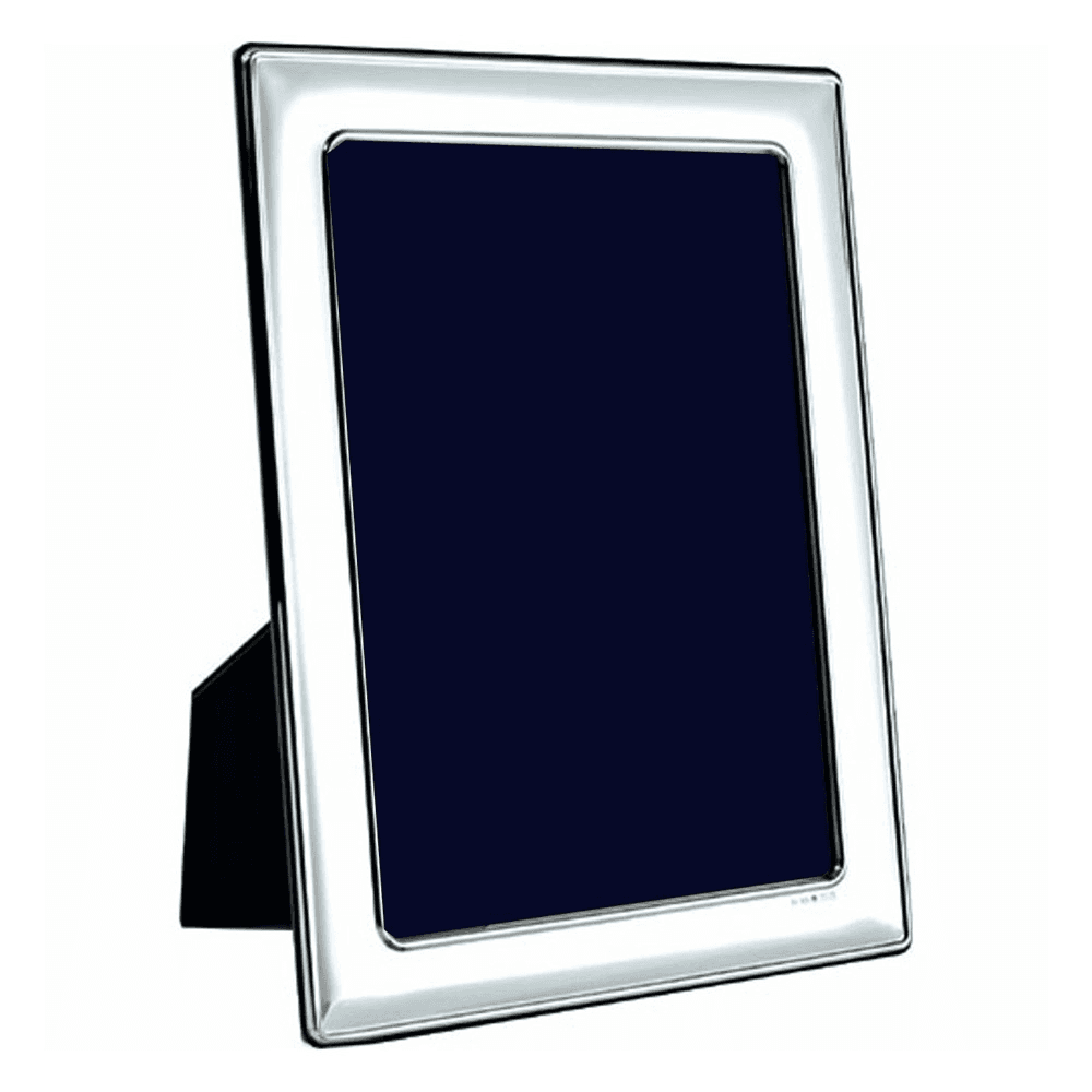 Portland Series - Plain Photograph Frame, sterling silver with mahogany finish back